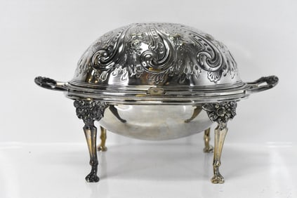 Antique Sheffield Silver Plate Roll Top Server
