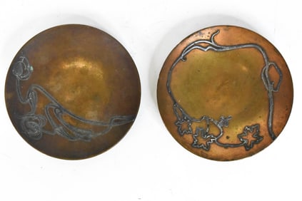 Heintz Arts & Crafts Sterling On Bronze Plates