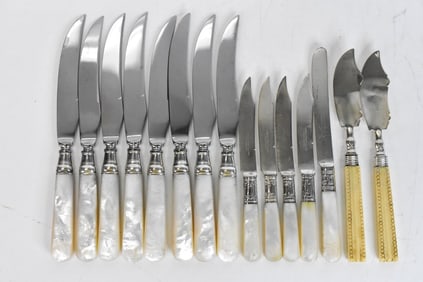 Sterling Silver & MOP Knives Antique