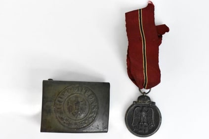 WWII German Heer Belt Buckle, Ost Front Medal