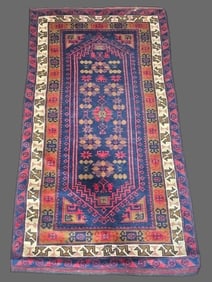 Antique Caucasian Kazak Mehrabli Camel Rug