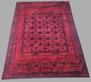Persian Oriental Design Red Bokhara Rug