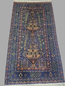 Afghan Tribal Blue Guldan Baluchi Rug
