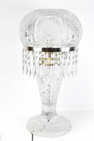 American Brilliant Period Cut Glass Lamp 26" Tall