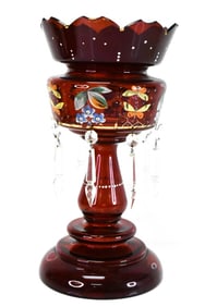 Antique Ruby Glass Luster lamps