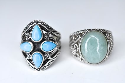 Carolyn Pollack Relios Turquoise & Jade 925 Rings