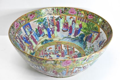 Massive Rose Mandarin Punch Bowl (19th Century)