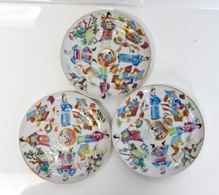 Antique Chinese Rose Mandarin Plates 19th Century