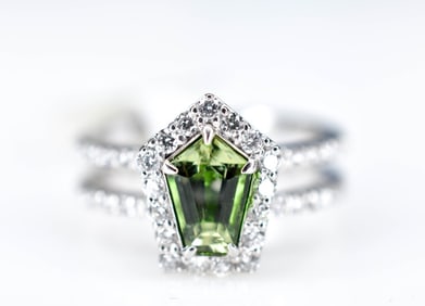 Platinum, Sapphire, and Diamond Ring GIA