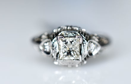 18K White Gold and Diamond Unity Ring GIA