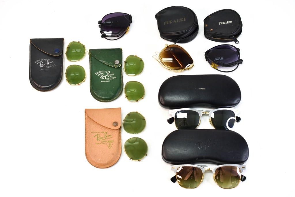 Vintage Ladies Ray Ban Ferrari Sunglasses: Some case are included,All items are in as found condition from estate.