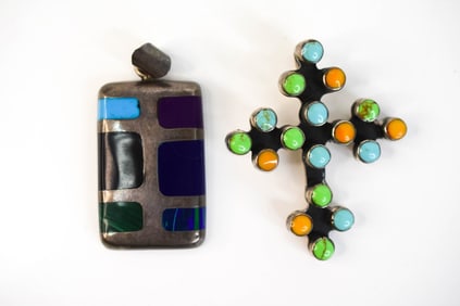 Sterling Silver Multistone Pendant & Cross Jewelry