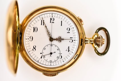 High 14K Gold Tempora Repeater Chrono Pocket Watch