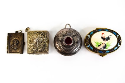 Sterling Sterling Pill Boxes, Rattle Locket & More