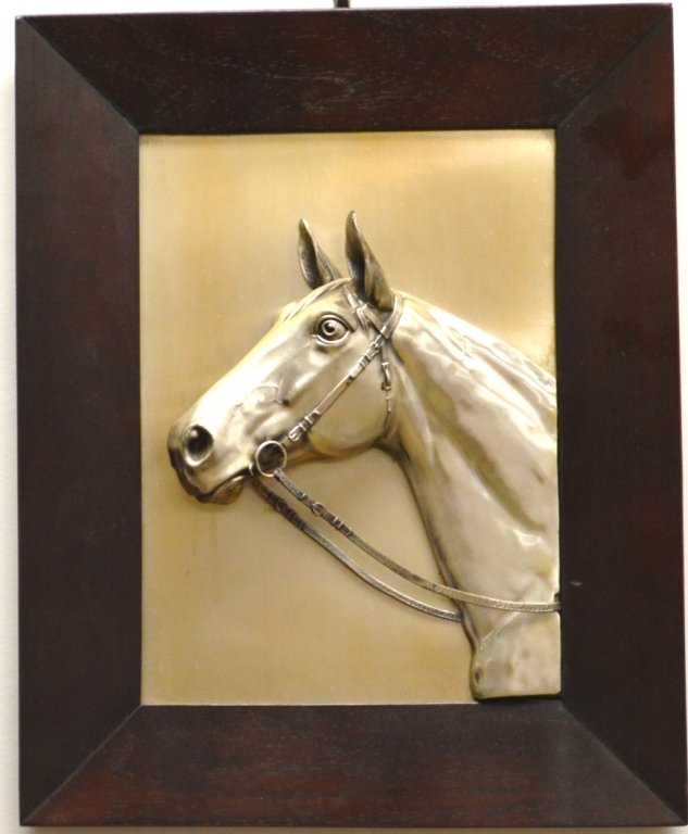 Silverplated Horse Head in Relief: 16" h x 13" w 2.75" in relief