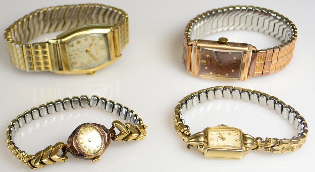 Vintage Wristwatch Lot: includes ladies elgin deluxe, ladies bulova, and (2) Mens Bulovas