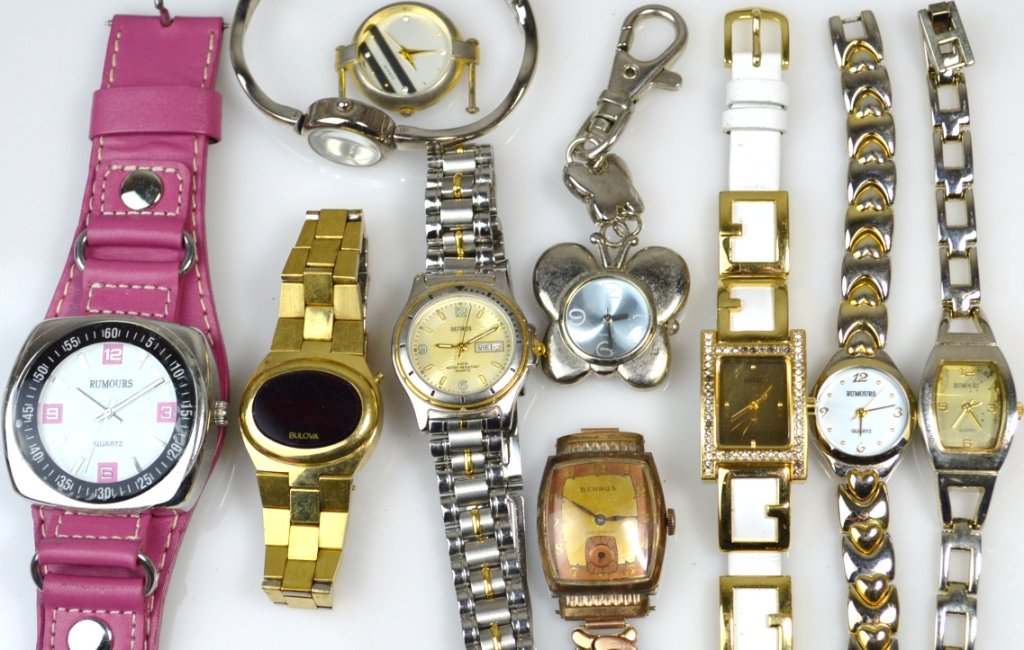 Assorted Ladies Wristwatches: includes Benrus, Guess, Rumours, Bulova and others