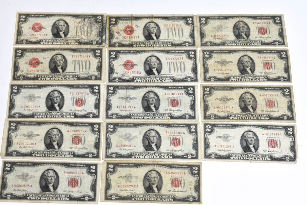 $2.00 Silver Certificates Red Seals (14 Notes) (1 of 9)