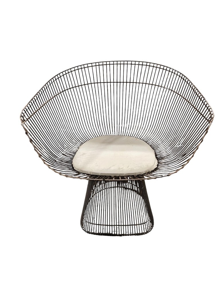 Warren Platner for Knoll Lounge Chair: (1) Warren Platner for Knoll Mid Century Bronze Dining Chair 27 inches high, 26 inches wide, seat height 16 inches