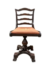 Antique Empire Style Needlepoint Piano Stool