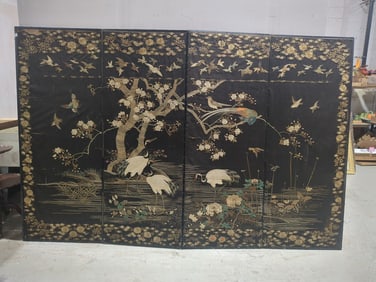 Monumental Chinese Embroidered Room Divider 9 Feet