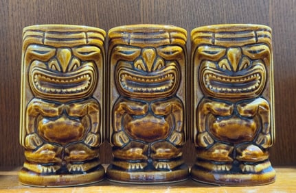 Brown Glazed Tiki Mugs