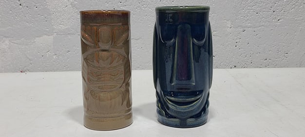Libby Glazed Tiki Mugs