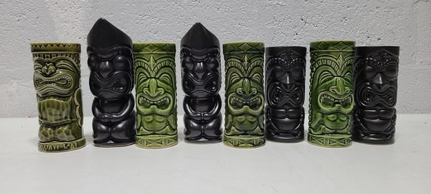Black and Green Tiki Mugs