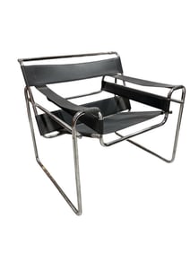 Wassily Style Leather and Steel Tube Chair