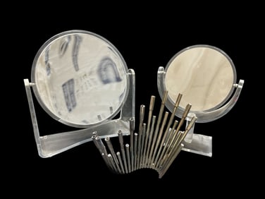 Carl Christiansen Candleabra & Lucite Mirrors