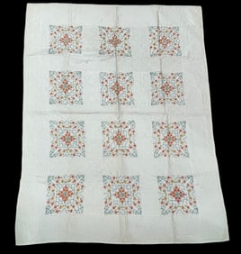 Antique Embroidered Daisy Quilt