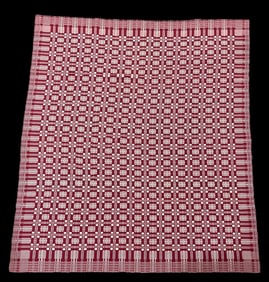 Goodwin Guild Overshot Colonial Wool Coverlet