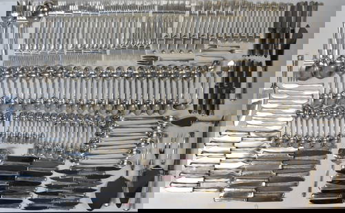 Sterling Silver Flatware Service: Amazing set in a fitted three level storage display case to include: (11) forks measuring approx. 7.25"l (12) small forks measuring approx. 6"l (12) other forks measuring approx. 7"l (11) other forks