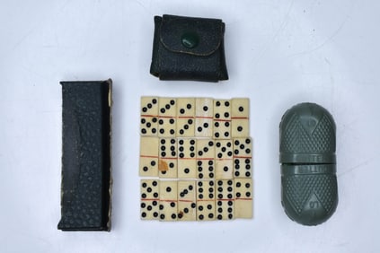 Antique Carved Dominoes, Snake Bite Kit & More