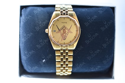Bulova Masonic Gold Tone Men's Wristwatch