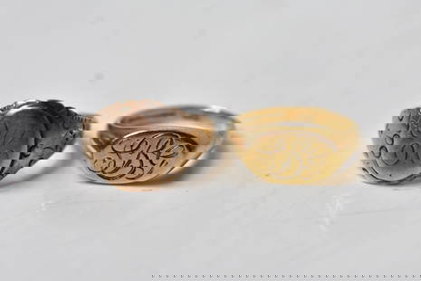 14K Yellow Gold Rings 7.5 Grams: Both rings are marked 14K and engraved with various letters, weighing approx. 7.5 Grams