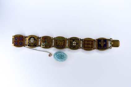 Early Enamel and Brass French Bracelet 1944