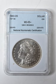 1882 O/S Morgan Silver Dollar VAM 5 Broken S NNC