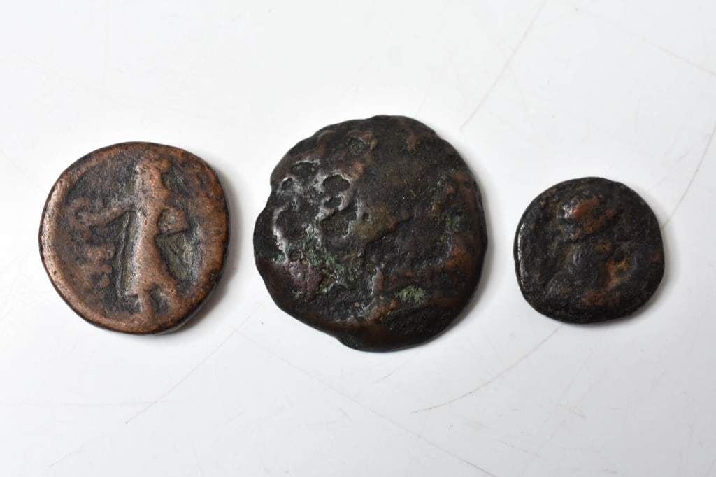 KIng Soter, Kanishka & Ptolemy VI Ancient Coins: Includes: King Soter Megus India Ancient Kushan Empire C\copper coin Kushan Empire Kanishka The Great Circa 127-150AD Ptolemy VI Double Eagle Kings of Egypt 170-145BC (approximately) Provenance: direc