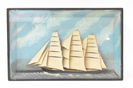 Antique Maine Merchant Ship Diorama Circa 1920s