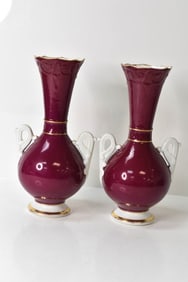 Antique Continental Porcelain Gilt Vases