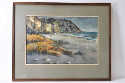 M. Schuler Coastal Scene Watercolor on Arches