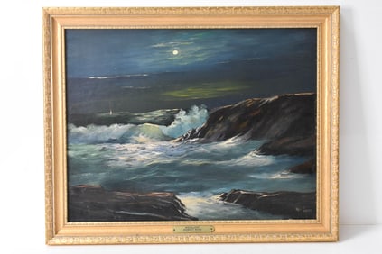 Val McGann Oil on Board Moonlight 1928-2016