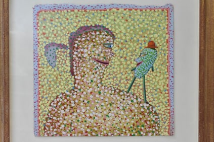 Pointillist Mid-Century Modern Acrylic on Paper