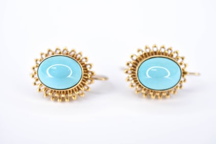 Vermeil Earrings with Turquoise Glass 18K/800
