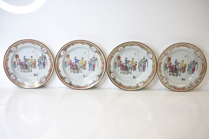Antique Chinese Export Figural Bowls Circa 1800