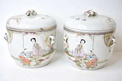 Antique Chinese Porcelain Ginger Lidded Jars