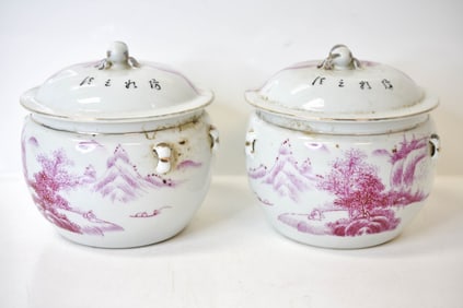 Antique Chinese Porcelain Famille Rose Bucket Jars