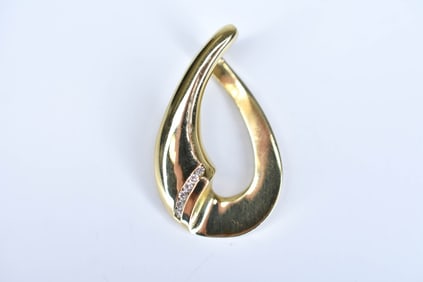 14K Gold & Diamond Teardrop Pendant 5.81 grams