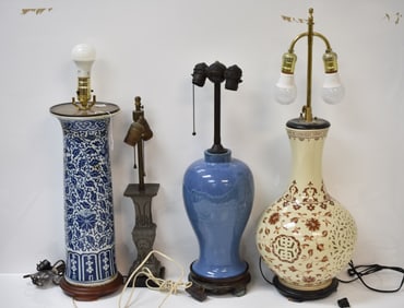 Chinese Meiping & Beaker Form Vases / Lamps